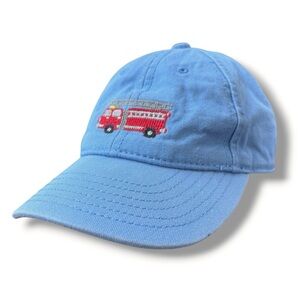 HARDING LANE Kids Needlepoint Embroidered Fire Truck Baseball Hat Light Blue